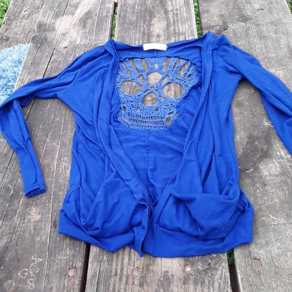 Back crocheted skull cardigan